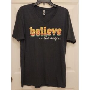 Next Level apparel women's large Black t-shirts "believe in the magic"